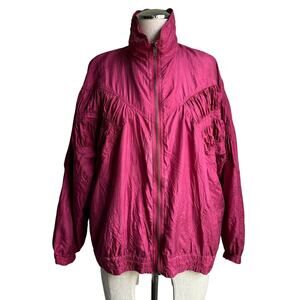 EVR 90s Silk Zip Jacket Petite S Magenta Retro Lounge Outerwear